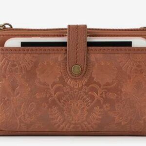 The Sak Iris Smartphone Crossbody Bag Brown Floral Embossed EUC